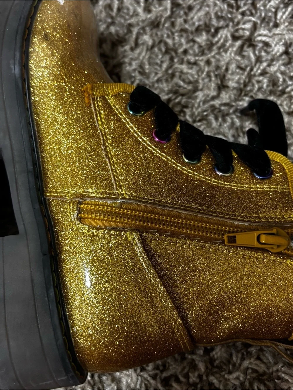 Dream Pairs gold glitter side zipper high top boots girls kids size 12